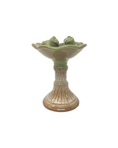 Ceramic pedestal guest soap dish w/ frogs