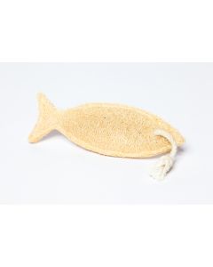Fish shaped loofah pad w/ rope