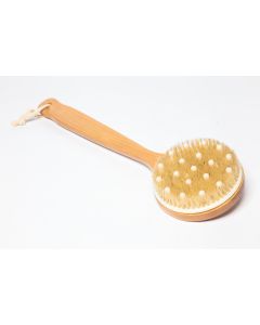 Long handled round body brush with massagers